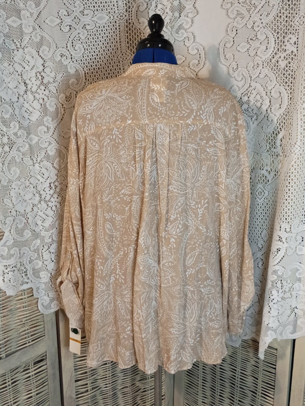 Ruby Rd. Cream Paisley Button-Front Blouse - Picture 3 of 7